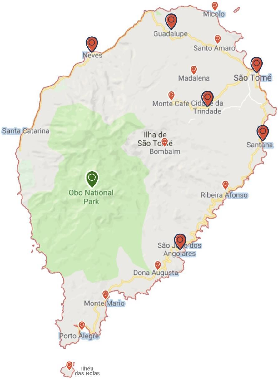 Mapa dos Faróis de São Tomé e Príncipe